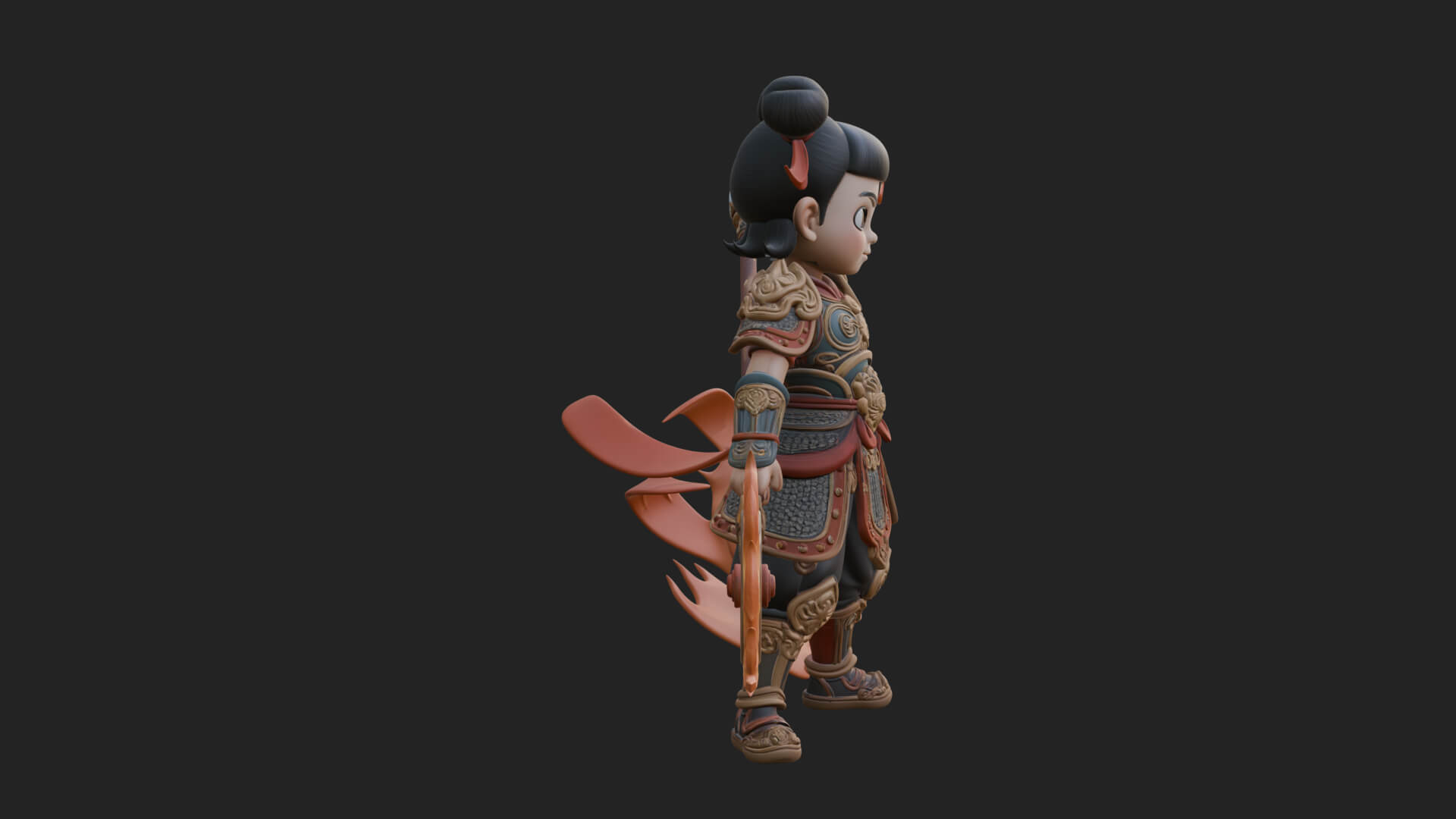 Fire Ring Boy Deity Statue Design 3 3D Print Model 3D Model