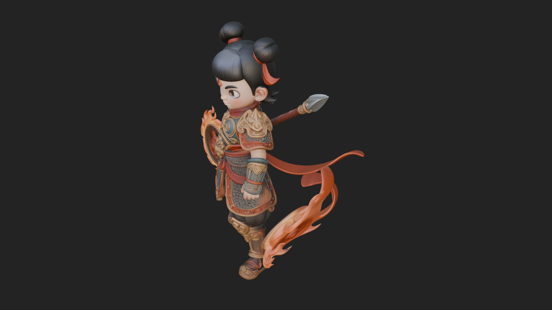 Fire Ring Boy Deity Statue Design 3 3D Print Model 3D Model