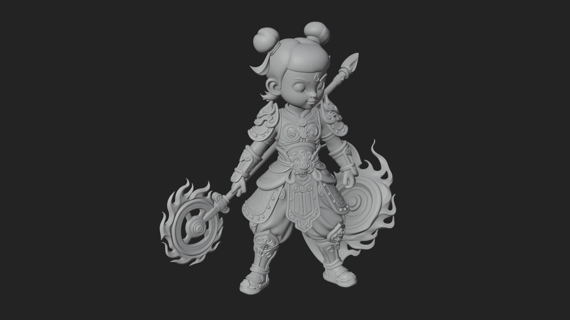 Fire Ring Boy Deity Statue Design 3 3D Print Model 3D Model