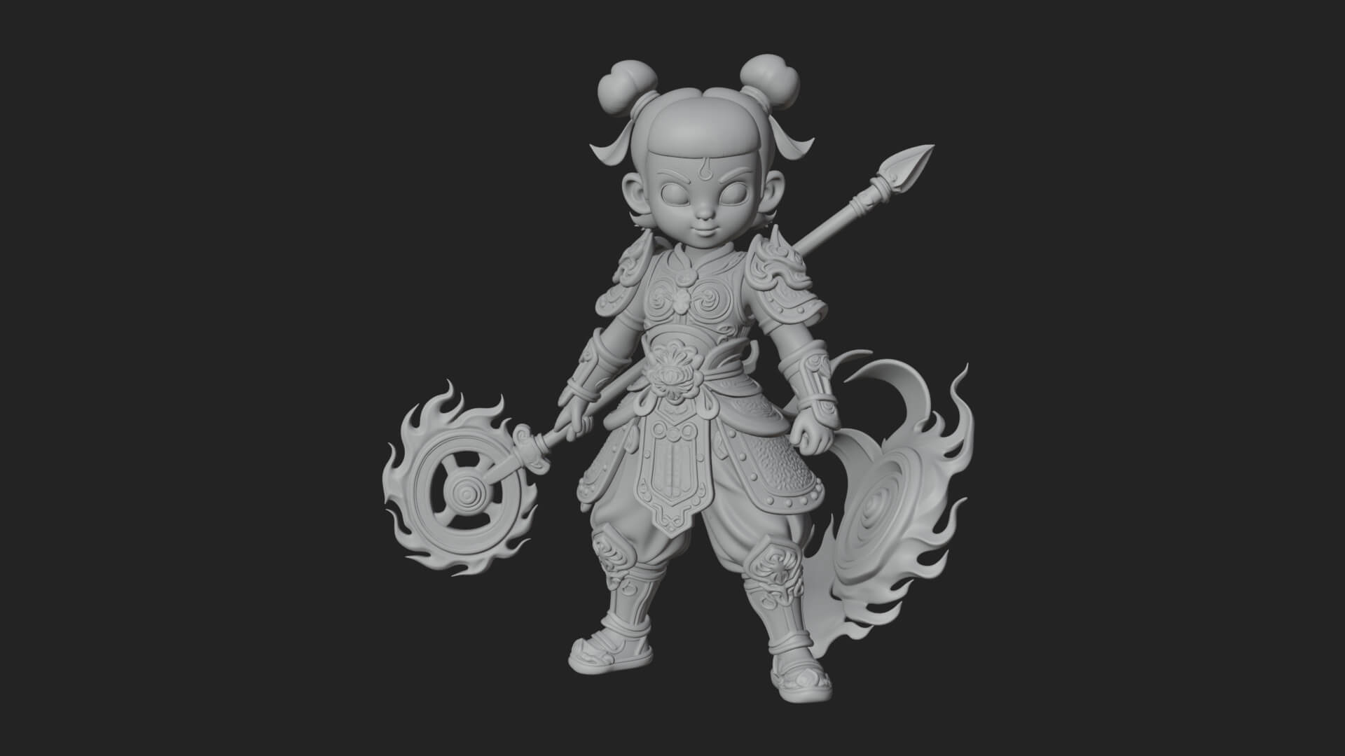 Fire Ring Boy Deity Statue Design 3 3D Print Model 3D Model