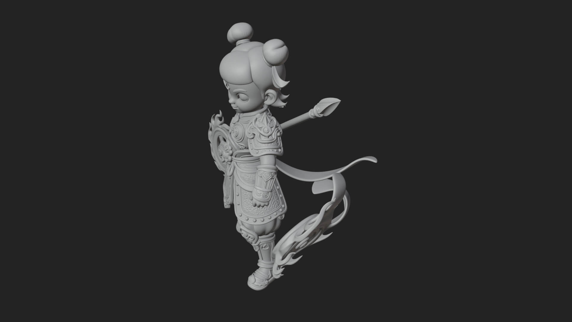 Fire Ring Boy Deity Statue Design 3 3D Print Model 3D Model