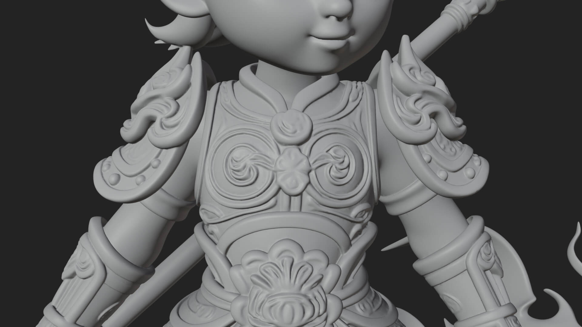 Fire Ring Boy Deity Statue Design 3 3D Print Model 3D Model