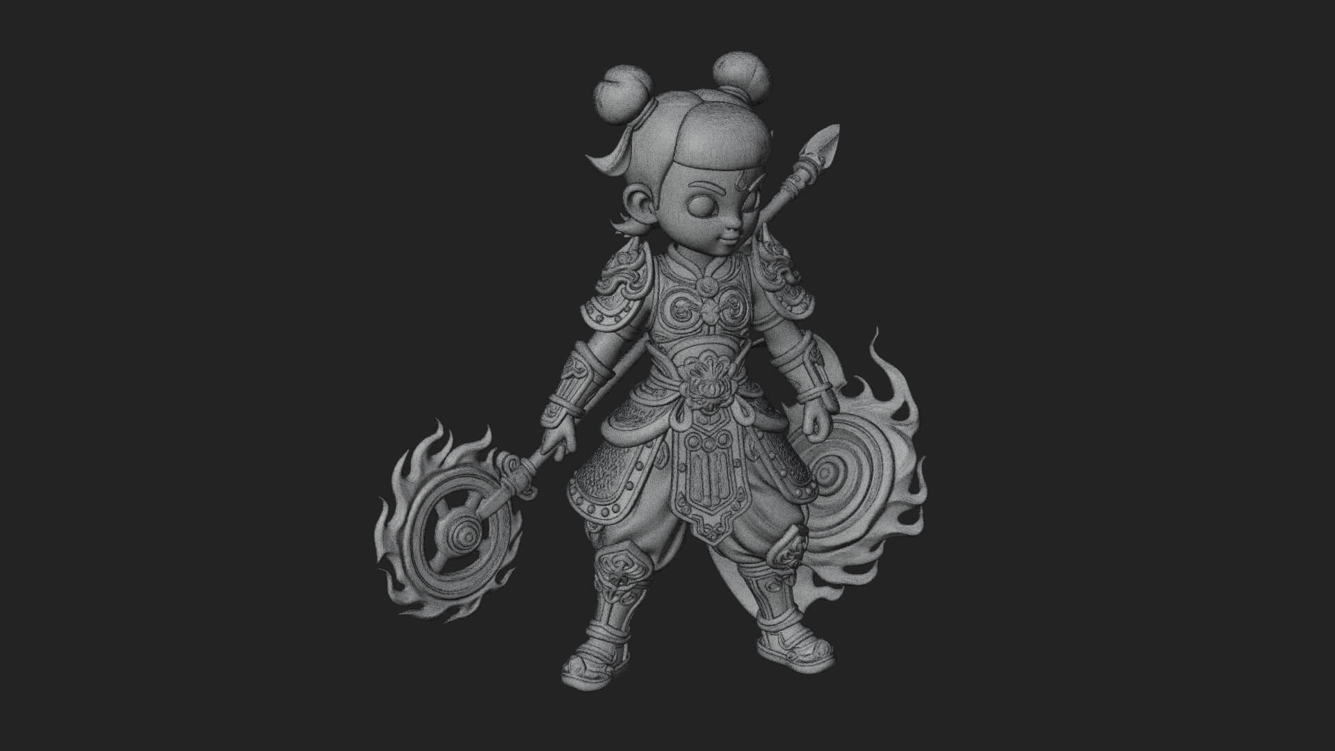 Fire Ring Boy Deity Statue Design 3 3D Print Model 3D Model