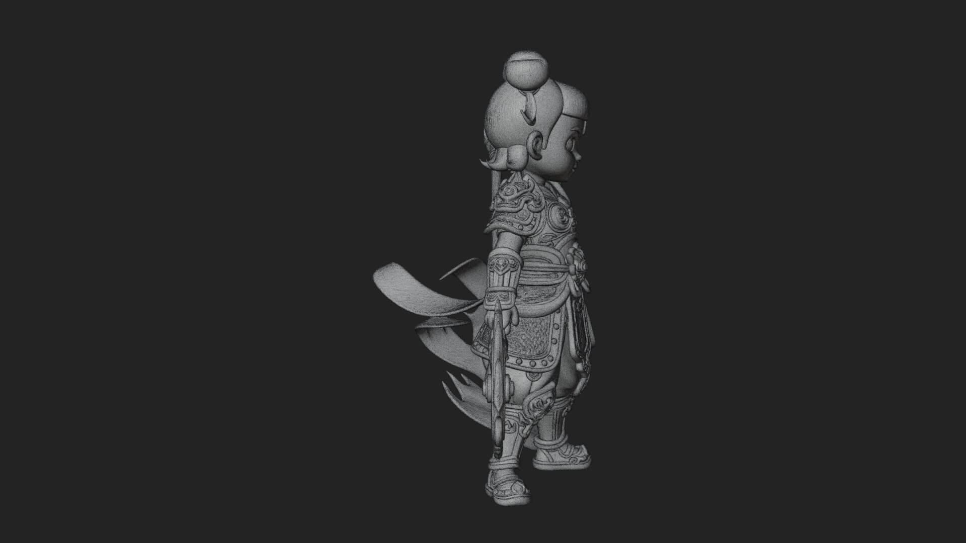 Fire Ring Boy Deity Statue Design 3 3D Print Model 3D Model