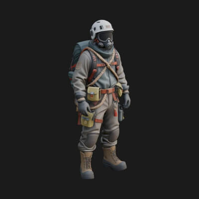 Firefighter Man Statue Design 2 3D Print Model