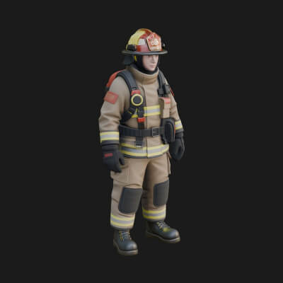 Firefighter Man Statue Design 3 3D Print Model