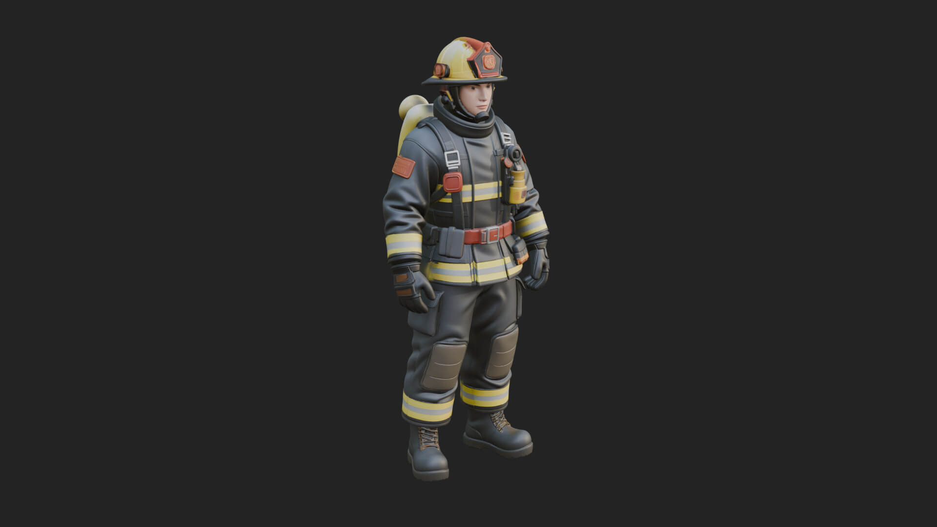 Firefighter Man Statue Design 4 3D Print Model 3D Model