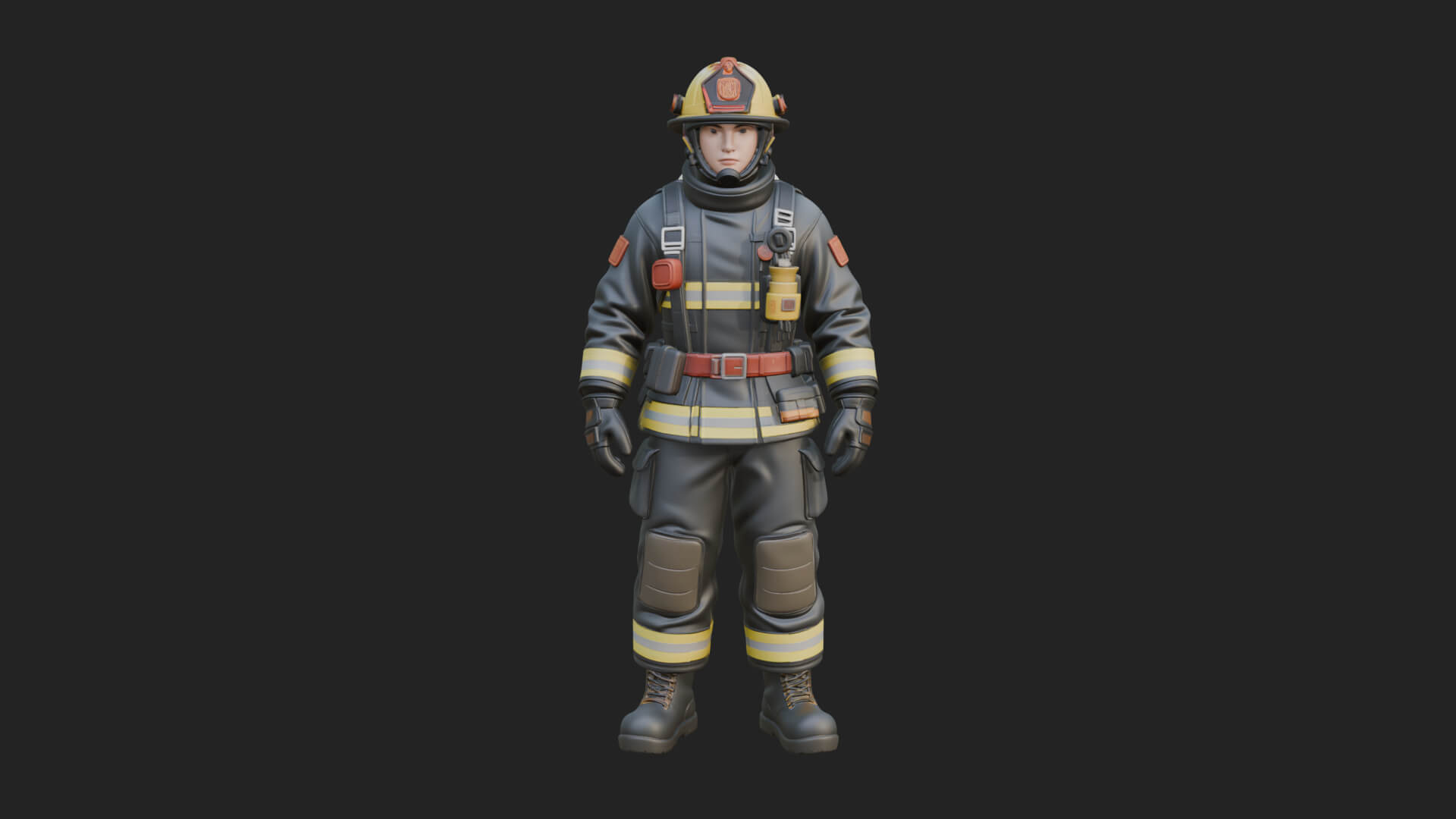 Firefighter Man Statue Design 4 3D Print Model 3D Model