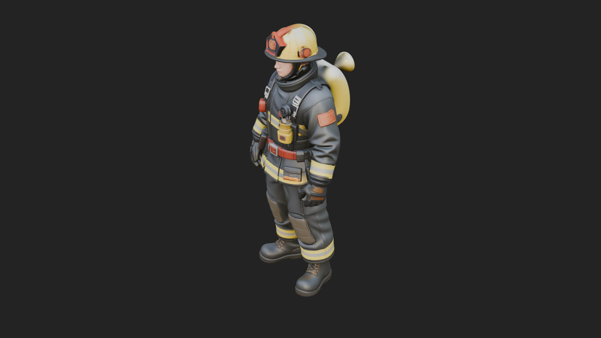 Firefighter Man Statue Design 4 3D Print Model 3D Model