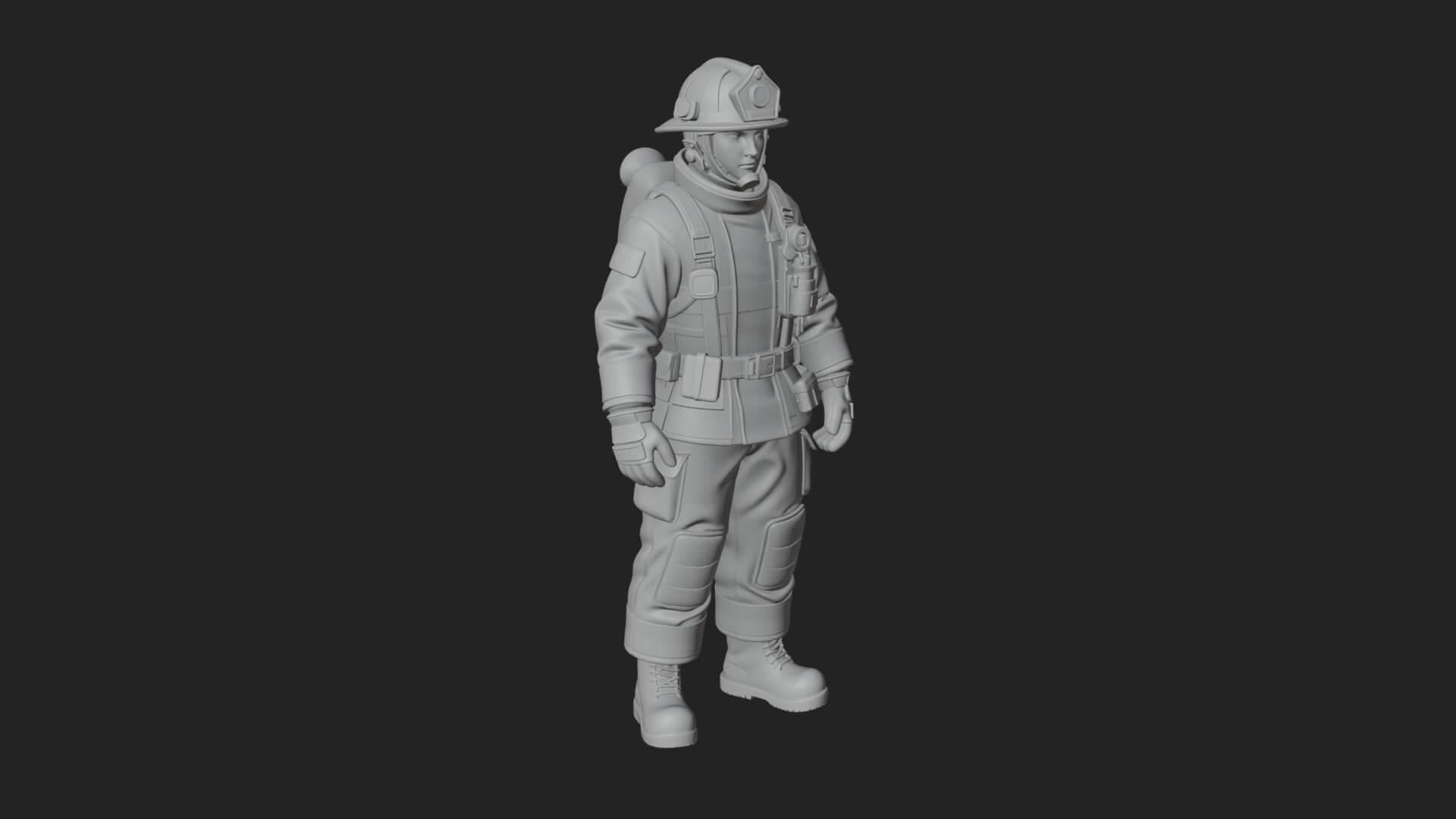 Firefighter Man Statue Design 4 3D Print Model 3D Model