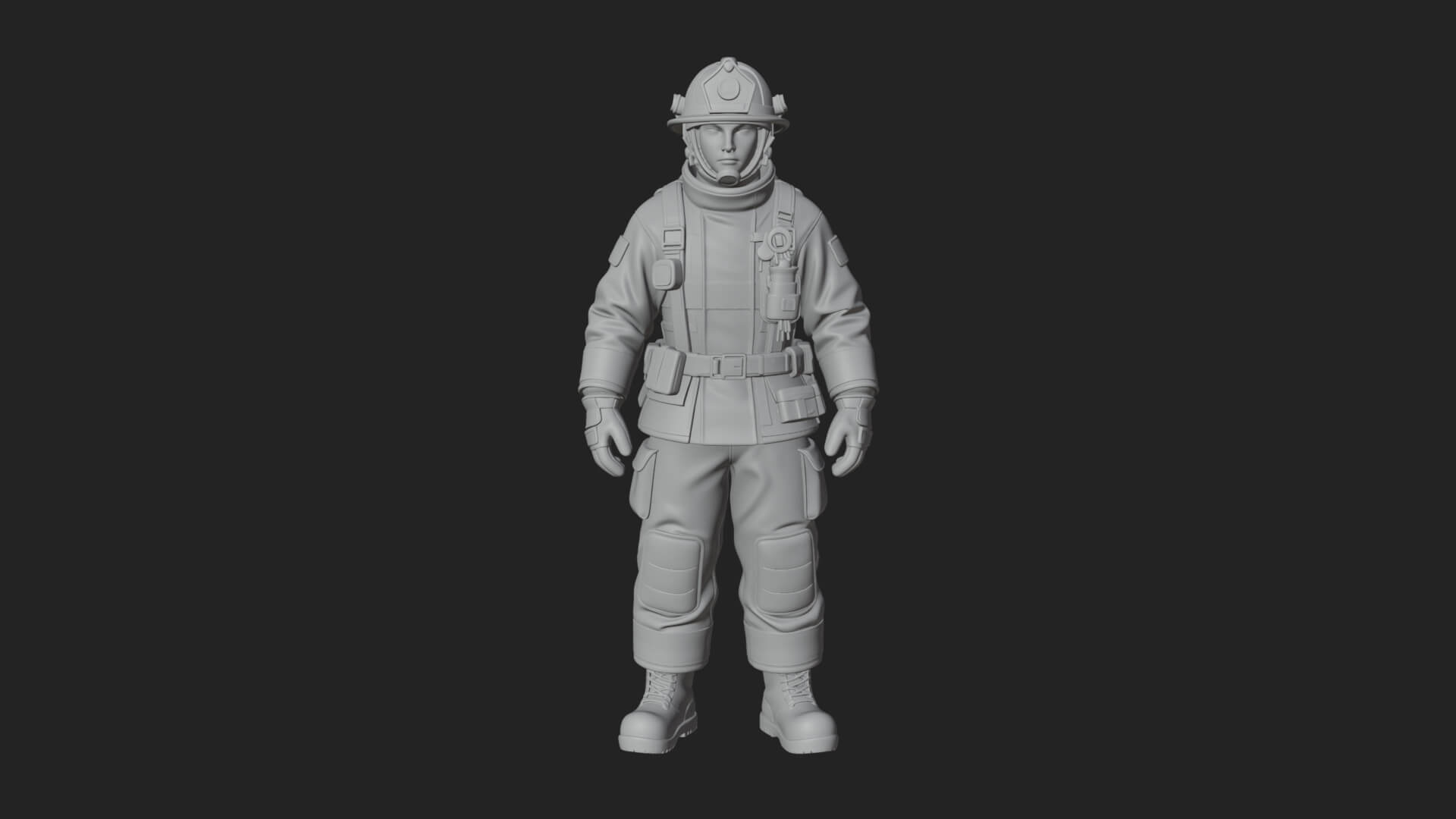 Firefighter Man Statue Design 4 3D Print Model 3D Model
