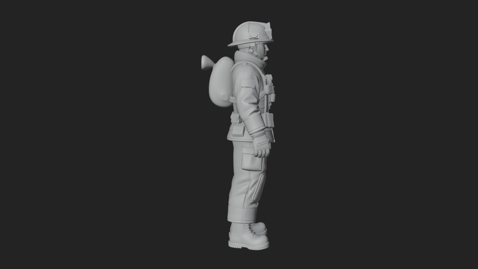 Firefighter Man Statue Design 4 3D Print Model 3D Model