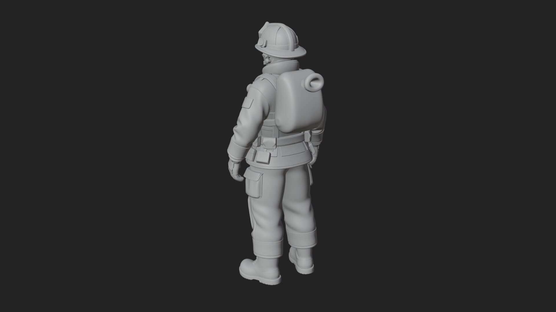 Firefighter Man Statue Design 4 3D Print Model 3D Model