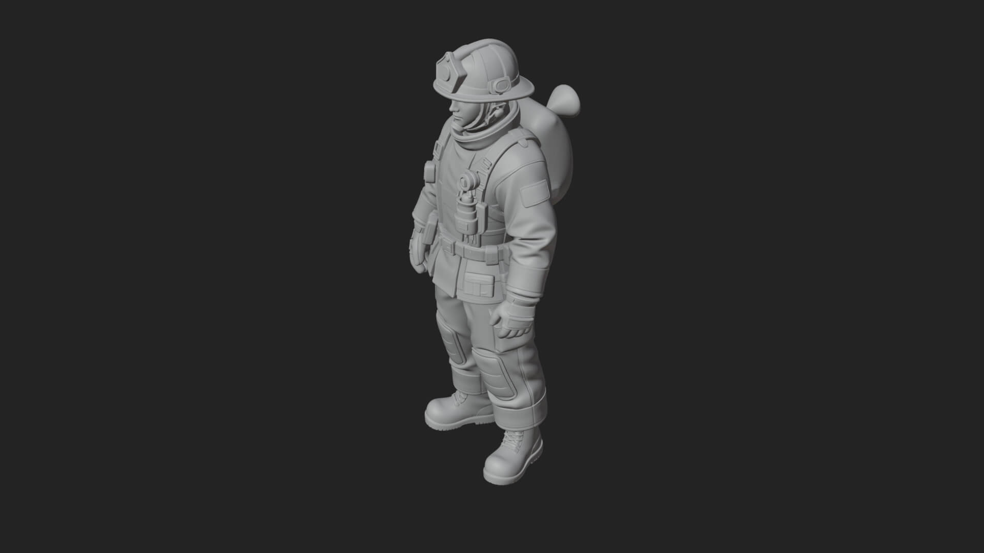 Firefighter Man Statue Design 4 3D Print Model 3D Model