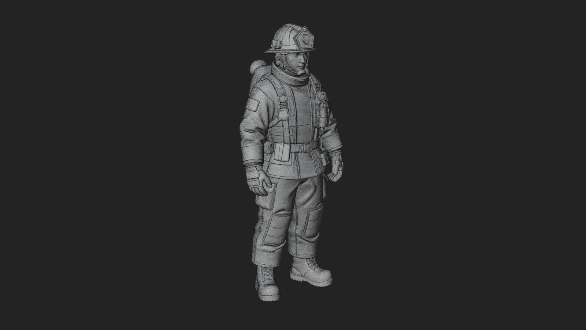 Firefighter Man Statue Design 4 3D Print Model 3D Model
