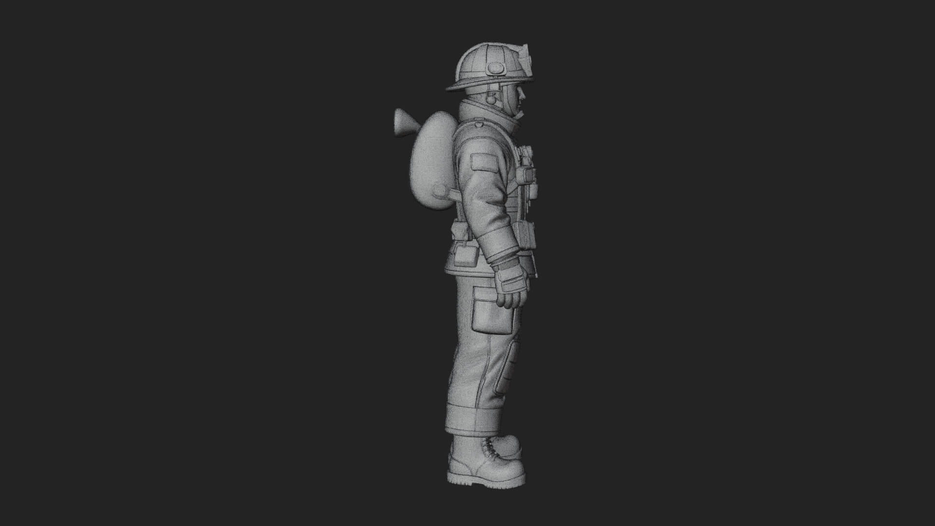 Firefighter Man Statue Design 4 3D Print Model 3D Model