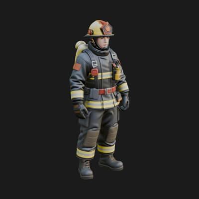 Firefighter Man Statue Design 4 3D Print Model