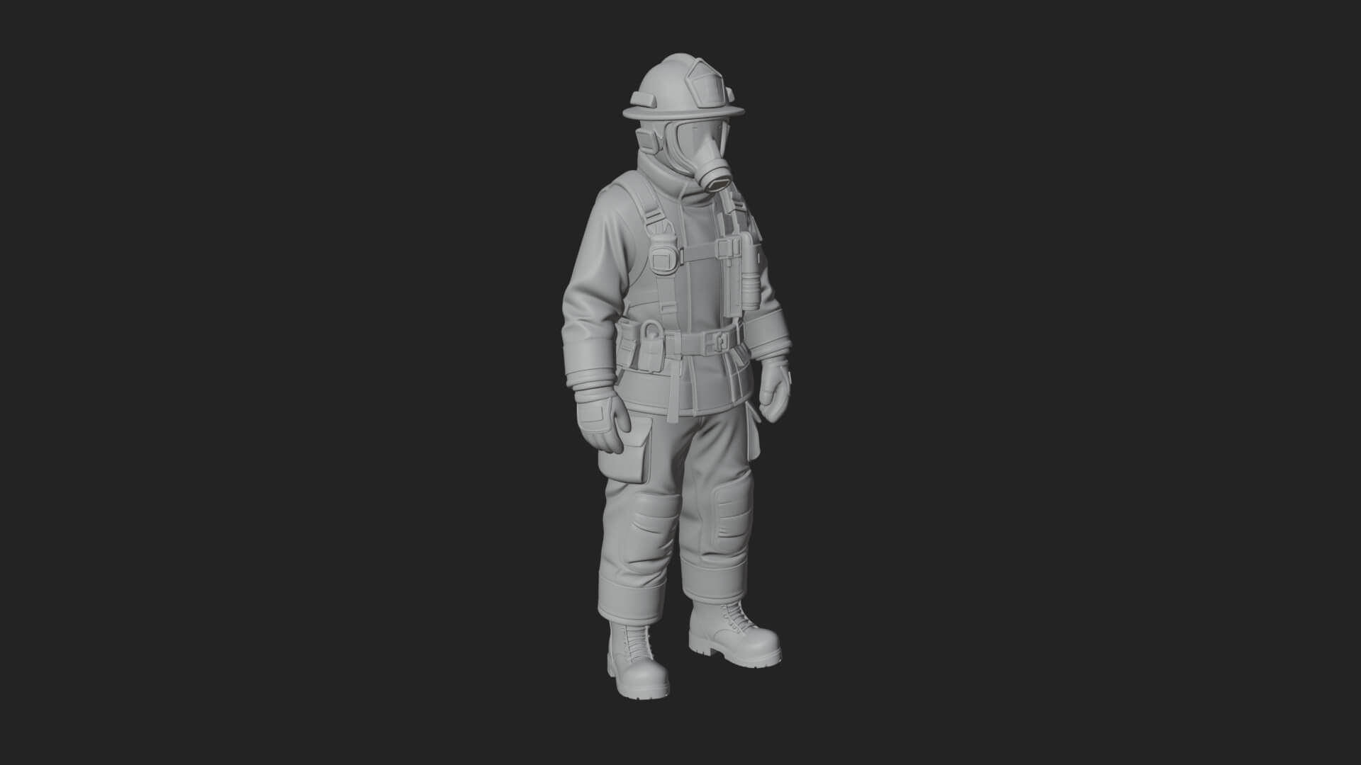 Firefighter Man Statue Design 5 3D Print Model 3D Model