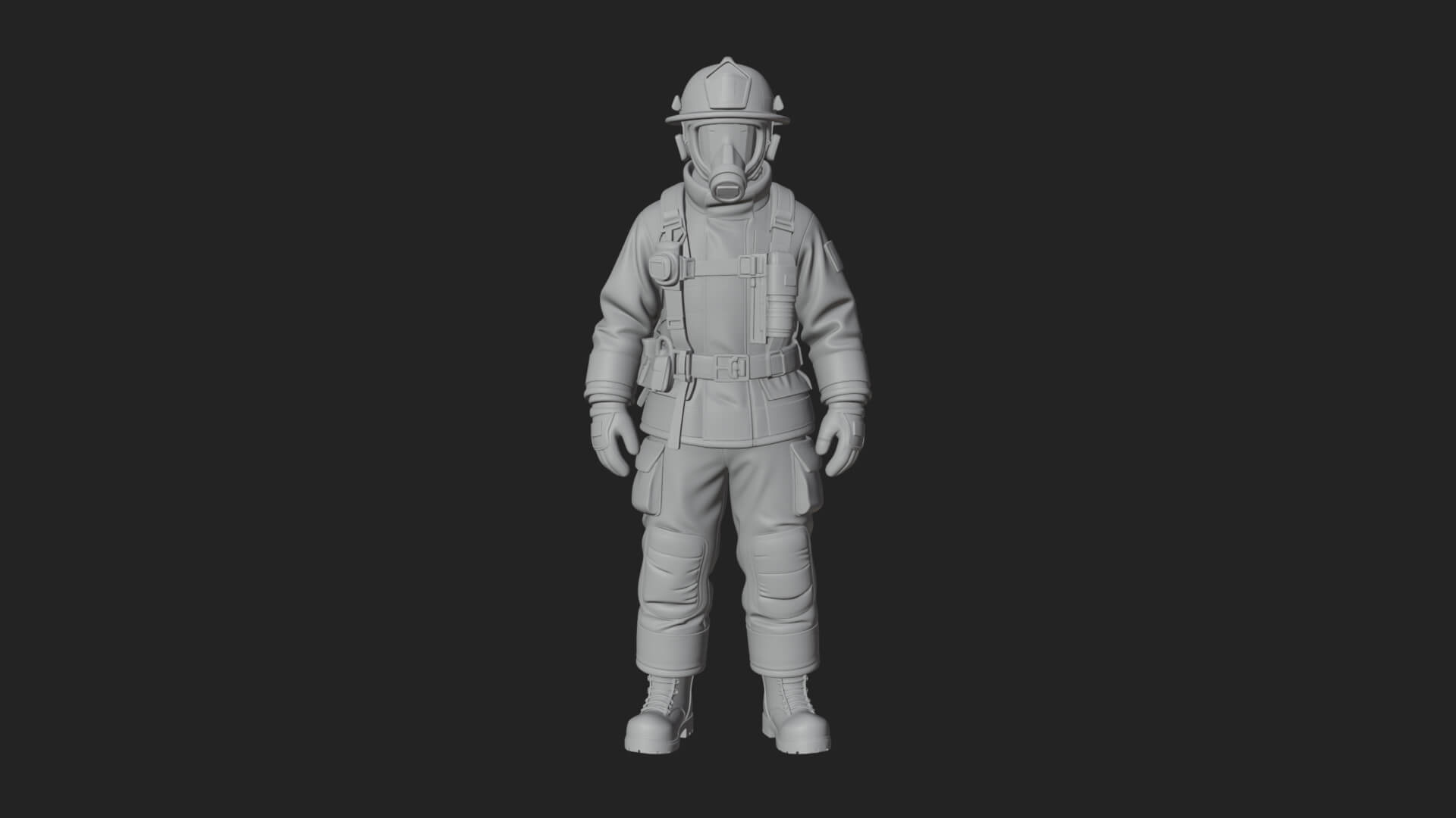 Firefighter Man Statue Design 5 3D Print Model 3D Model