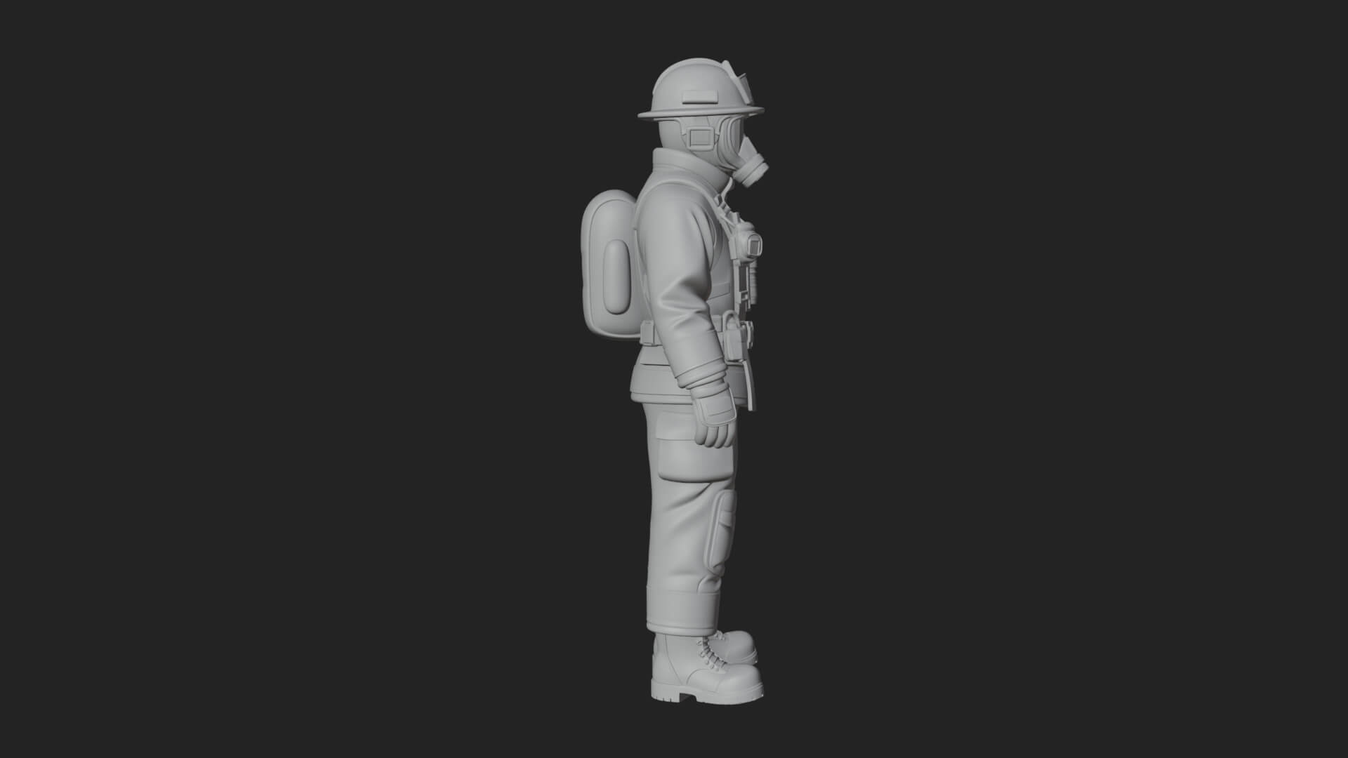 Firefighter Man Statue Design 5 3D Print Model 3D Model