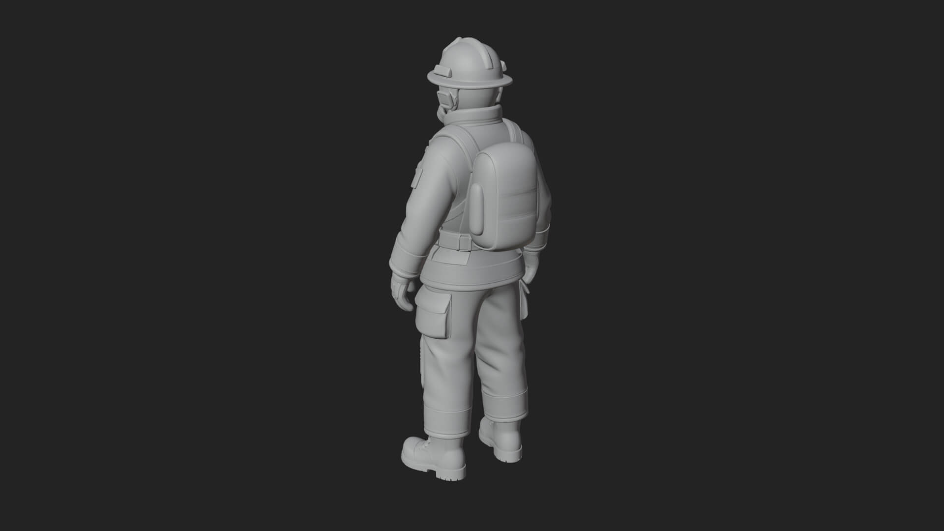 Firefighter Man Statue Design 5 3D Print Model 3D Model