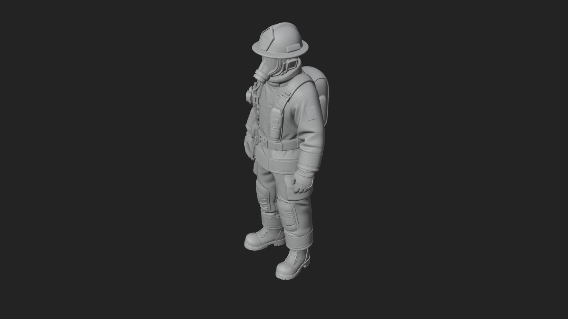 Firefighter Man Statue Design 5 3D Print Model 3D Model