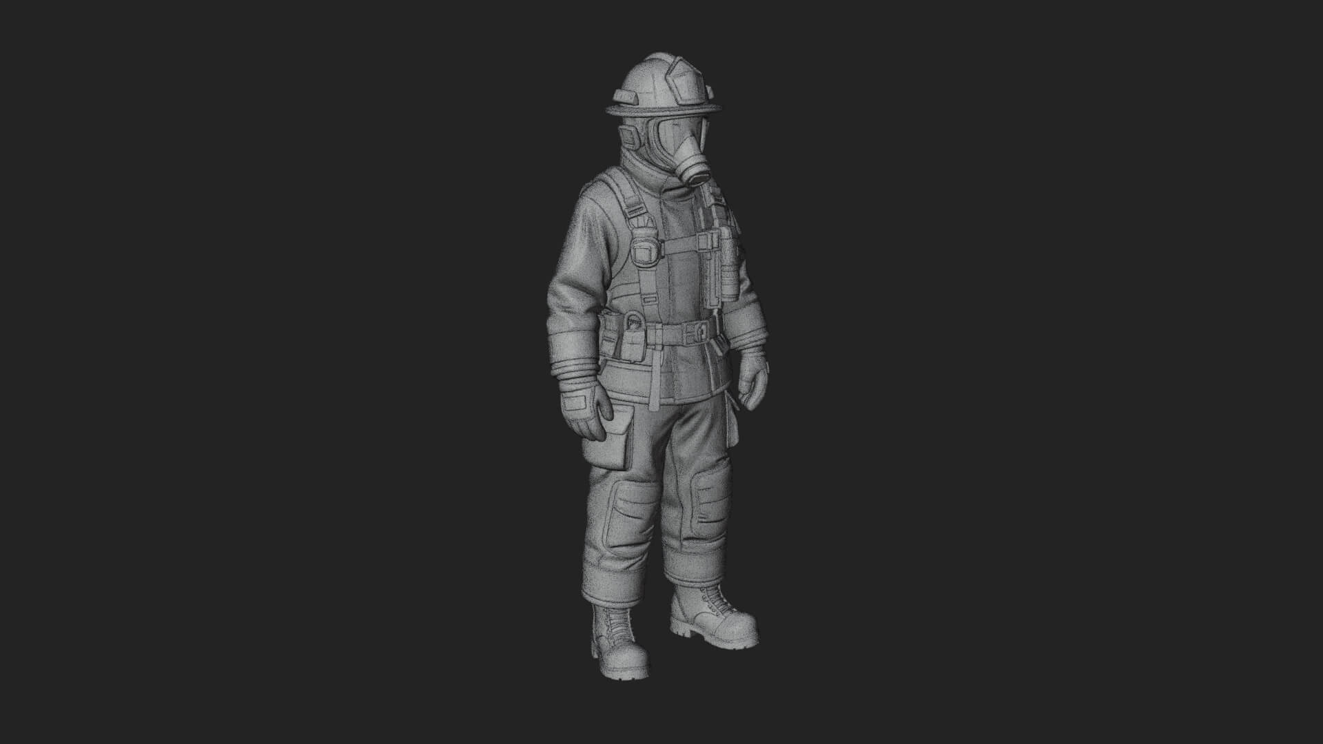 Firefighter Man Statue Design 5 3D Print Model 3D Model