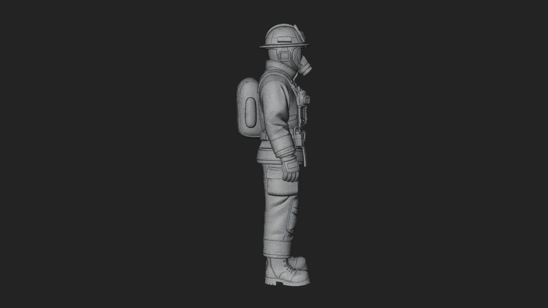 Firefighter Man Statue Design 5 3D Print Model 3D Model