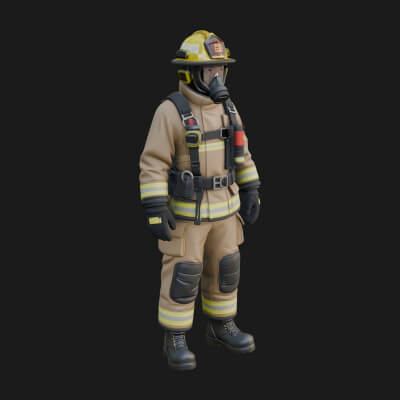 Firefighter Man Statue Design 5 3D Print Model
