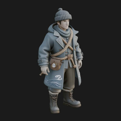Fisherman Man Statue Design 1 3D Print Model