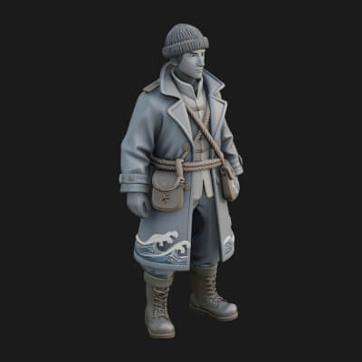 Fisherman Man Statue Design 2 3D Print Model