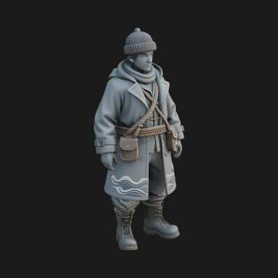 Fisherman Man Statue Design 3 3D Print Model