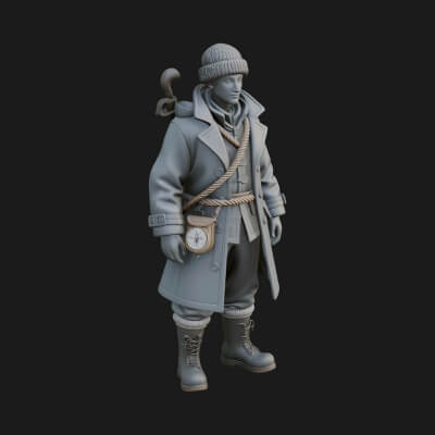 Fisherman Man Statue Design 4 3D Print Model