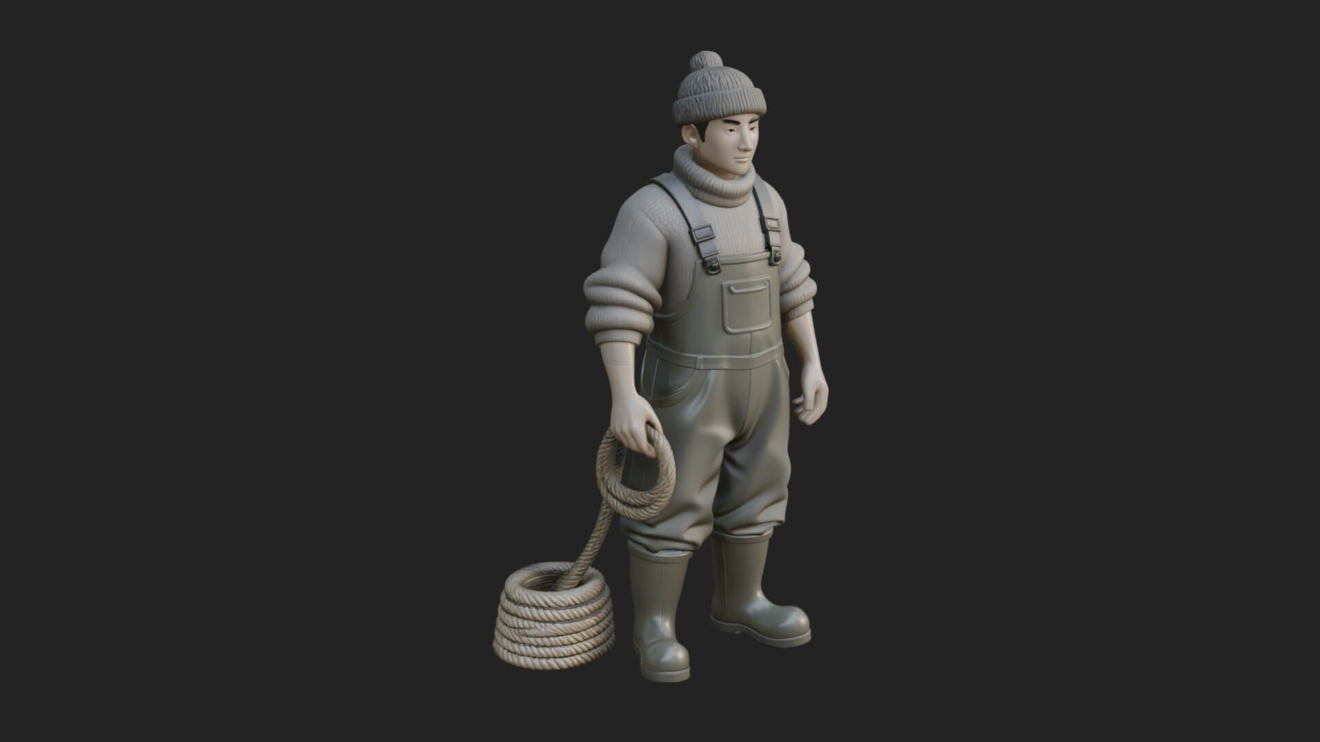 Fisherman Man Statue Design 5 3D Print Model 3D Model