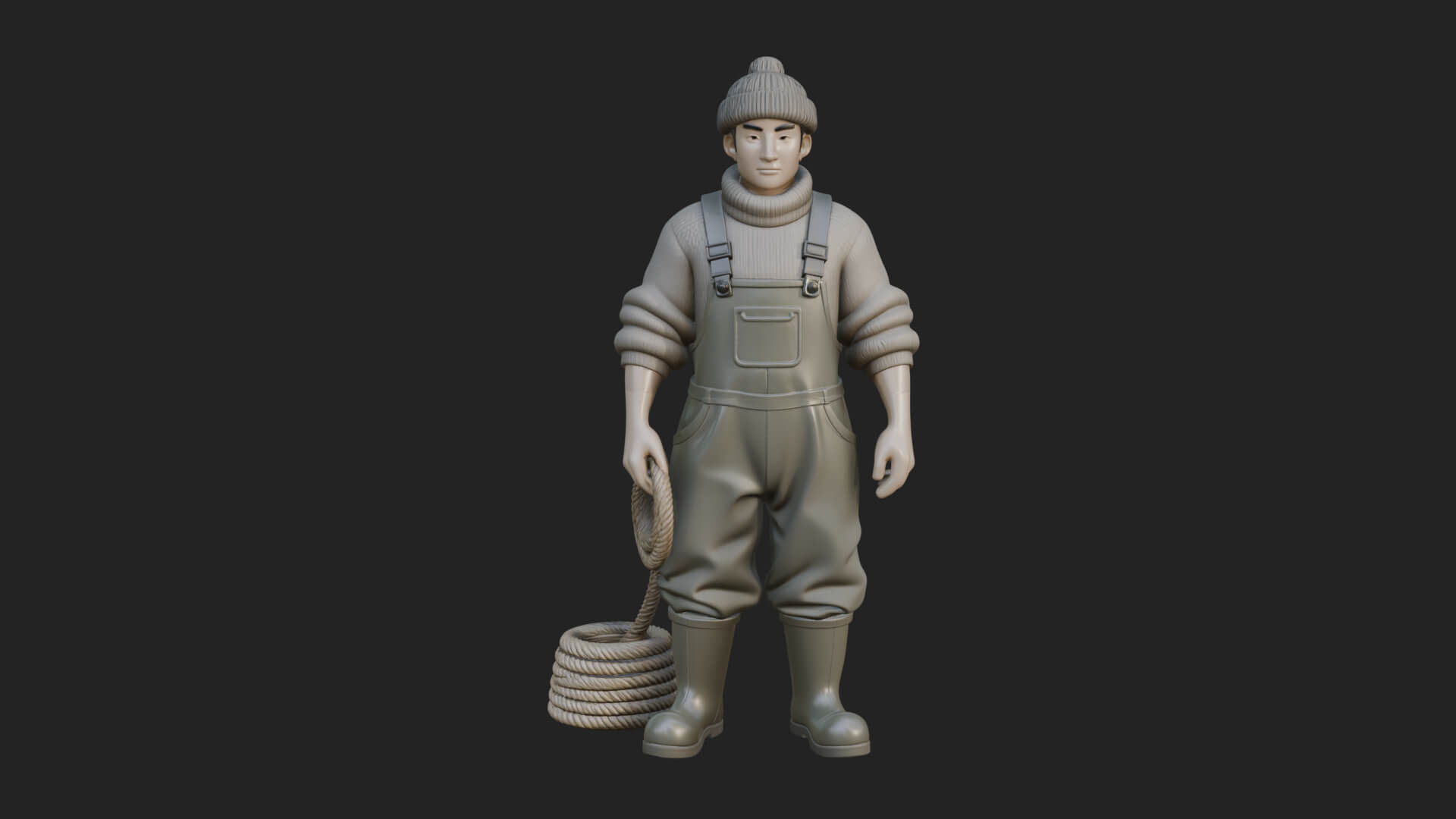 Fisherman Man Statue Design 5 3D Print Model 3D Model