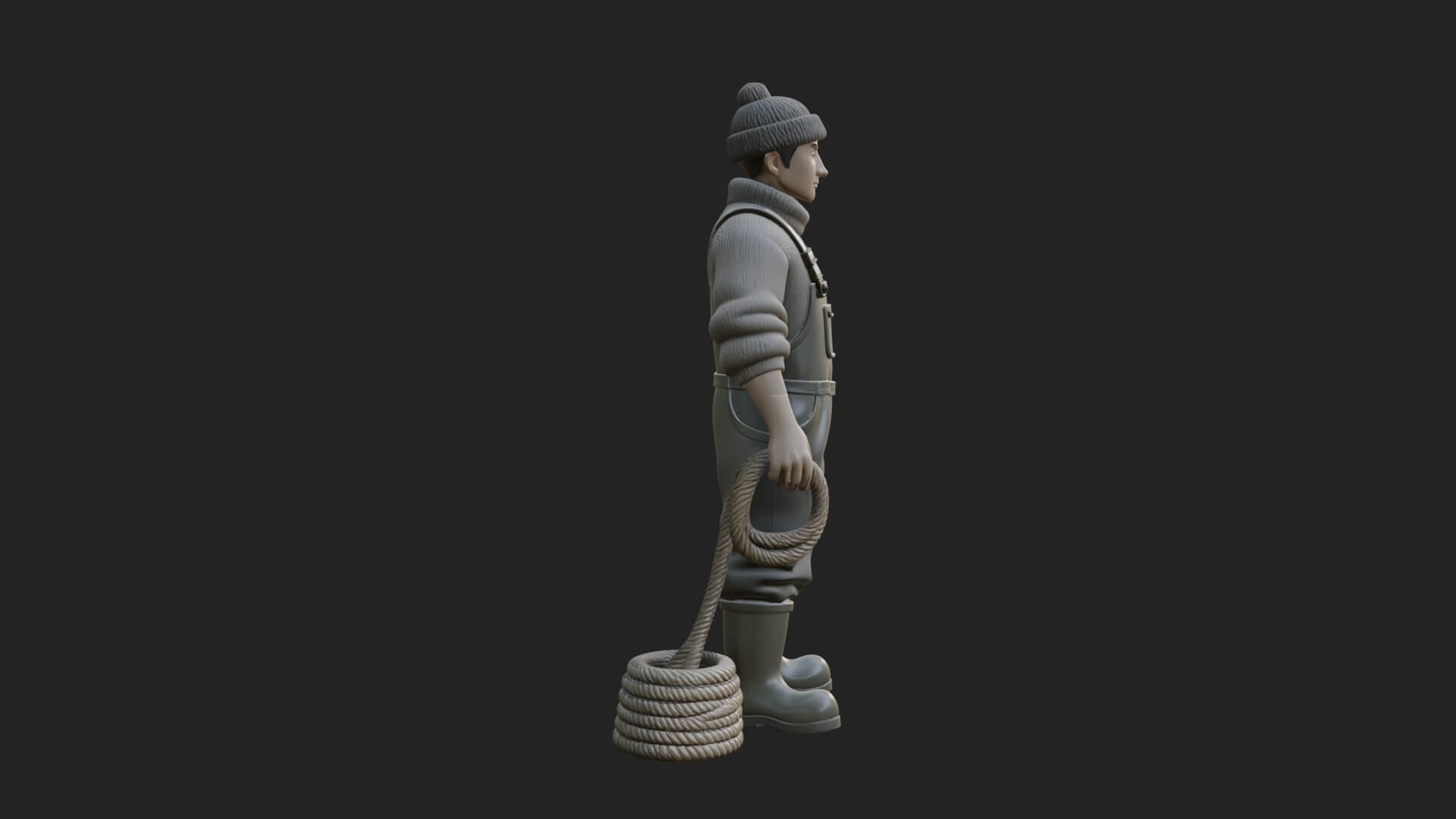 Fisherman Man Statue Design 5 3D Print Model 3D Model