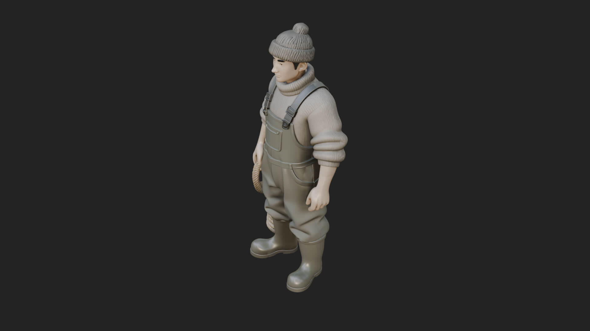 Fisherman Man Statue Design 5 3D Print Model 3D Model