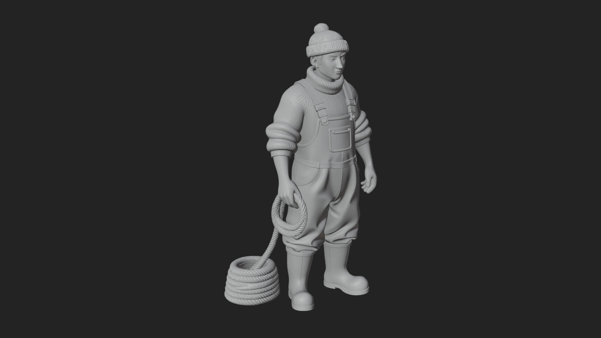 Fisherman Man Statue Design 5 3D Print Model 3D Model