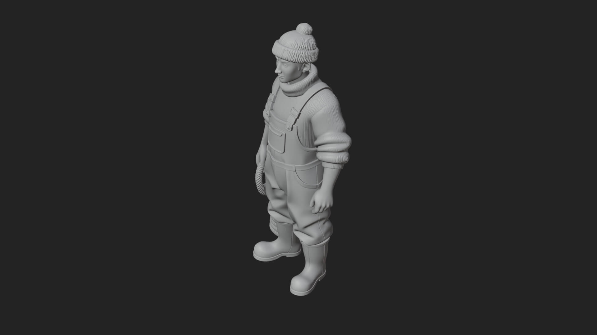 Fisherman Man Statue Design 5 3D Print Model 3D Model