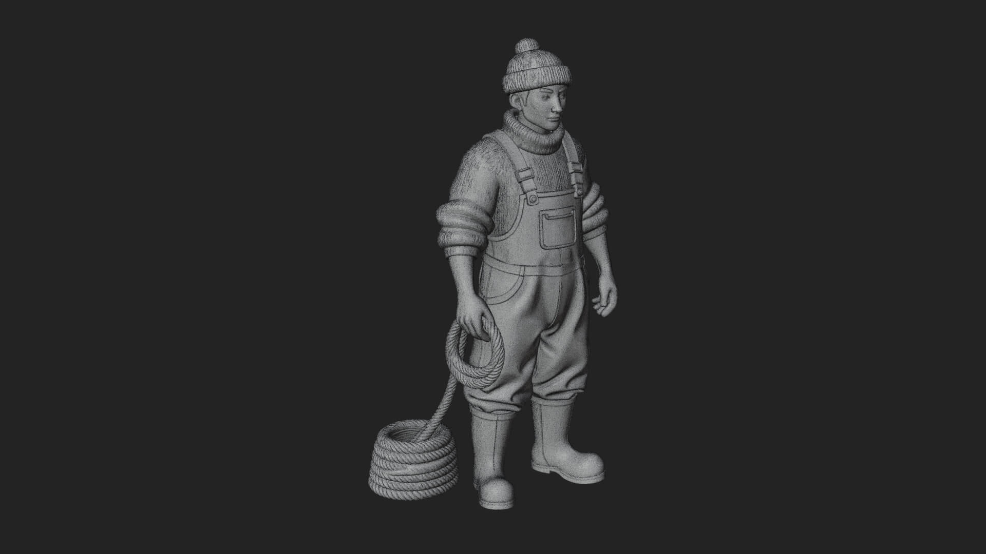 Fisherman Man Statue Design 5 3D Print Model 3D Model