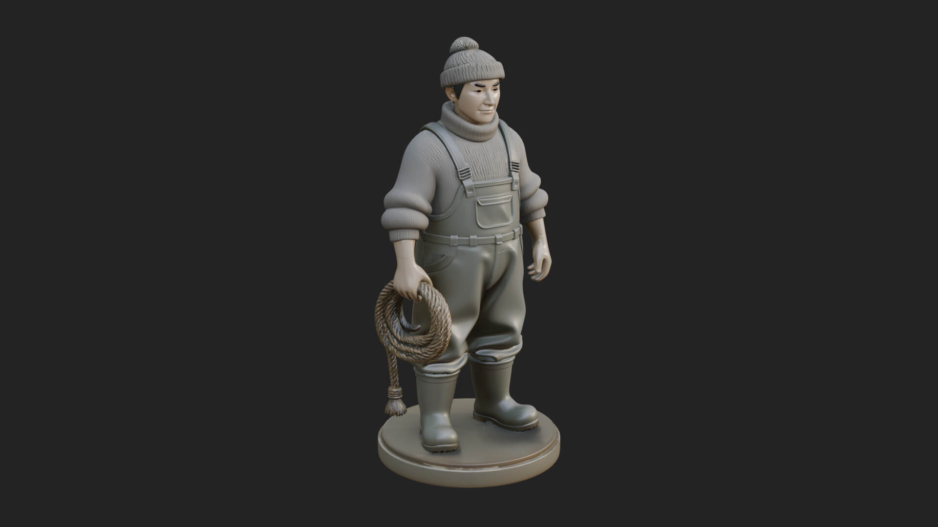 Fisherman Man Statue Design 6 3D Print Model 3D Model