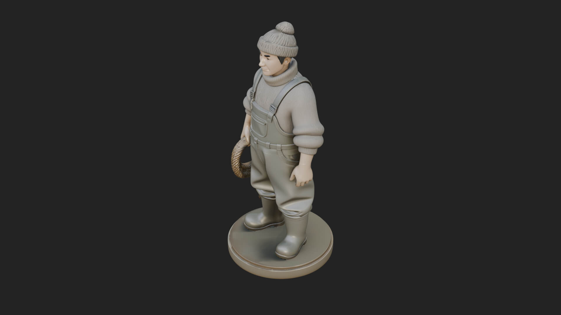 Fisherman Man Statue Design 6 3D Print Model 3D Model