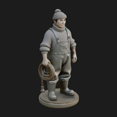 Fisherman Man Statue Design 6 3D Print Model
