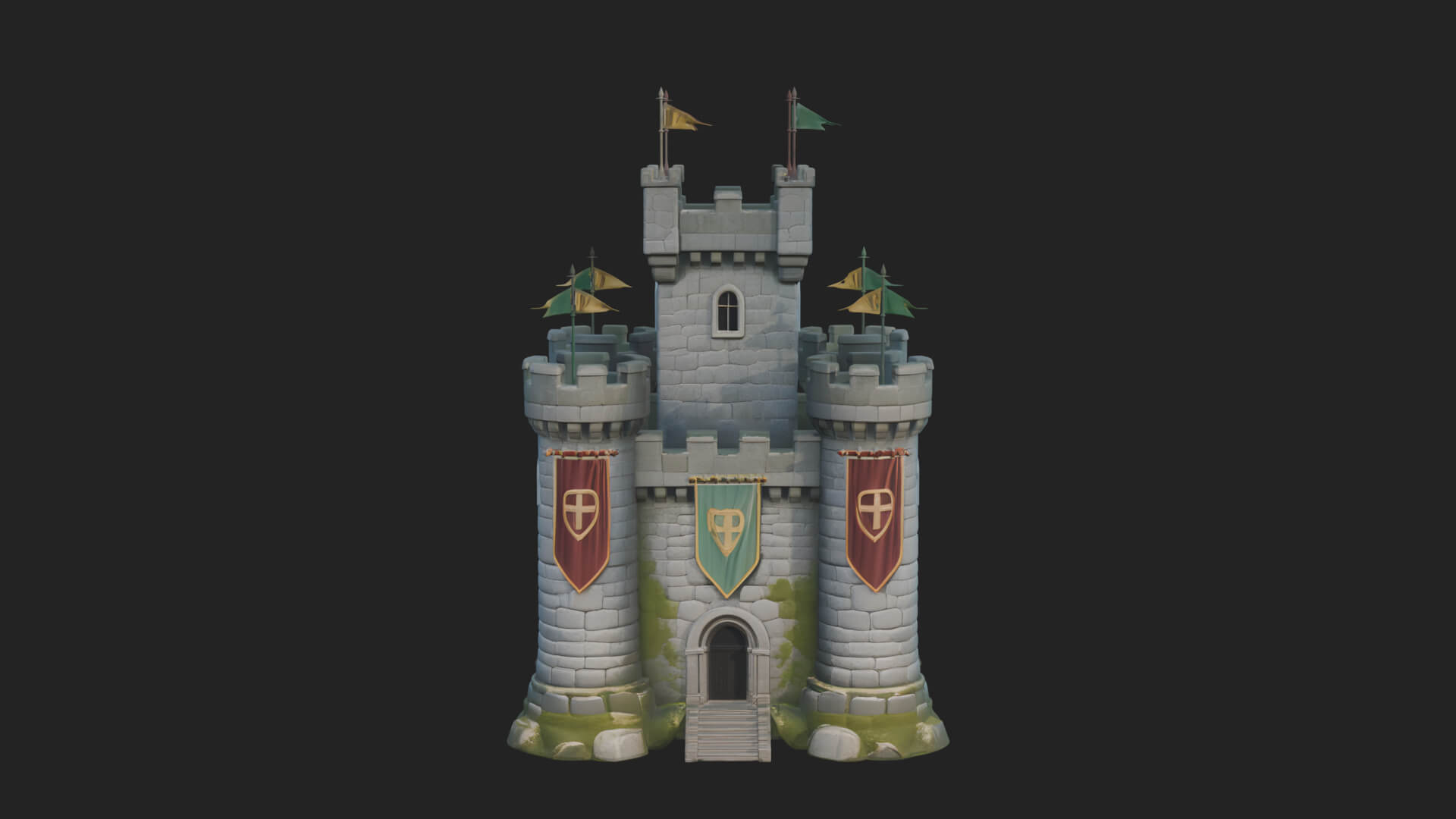 Flag-Topped Toy Castle Design 1 3D Print Model 3D Model