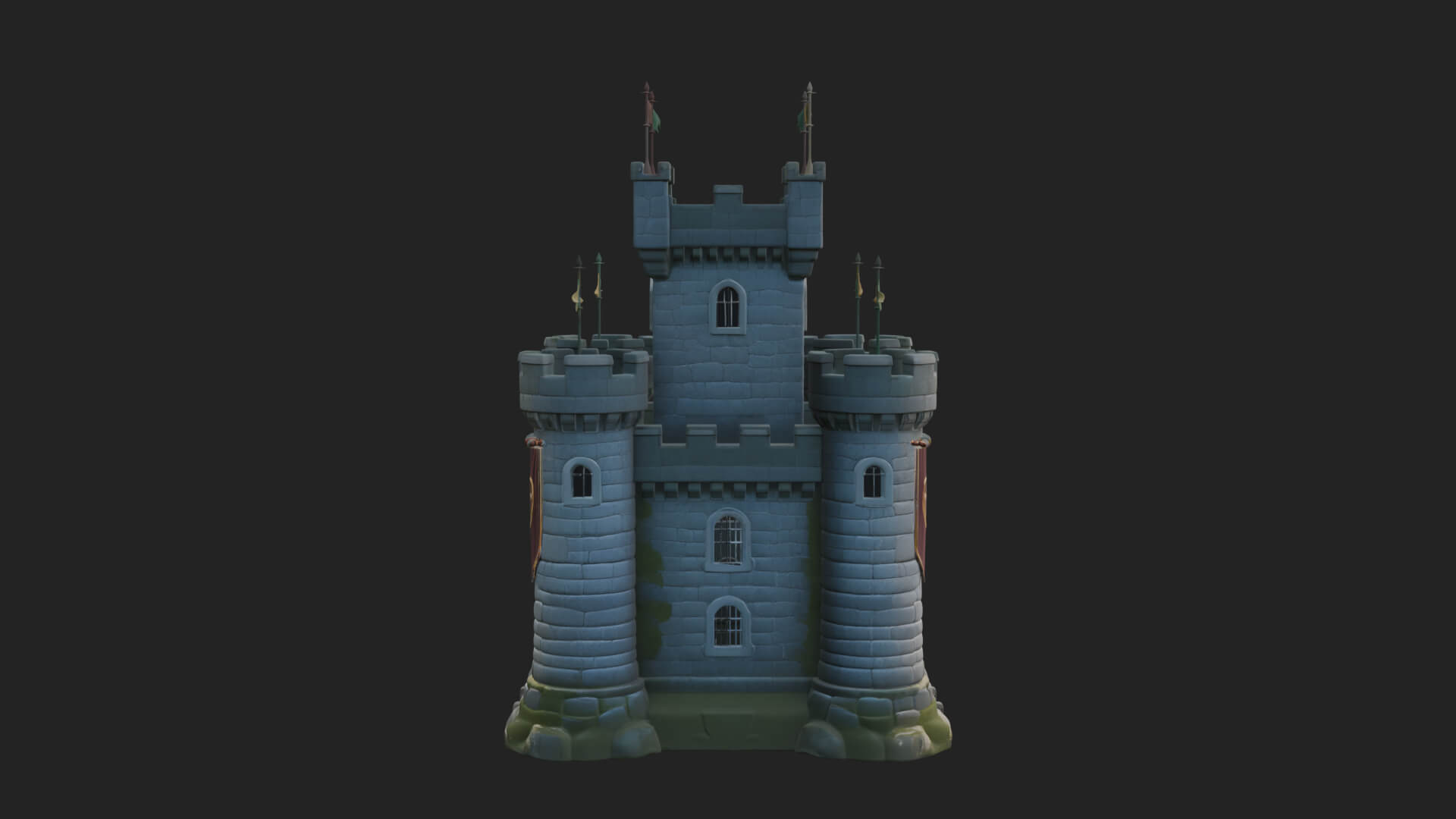 Flag-Topped Toy Castle Design 1 3D Print Model 3D Model