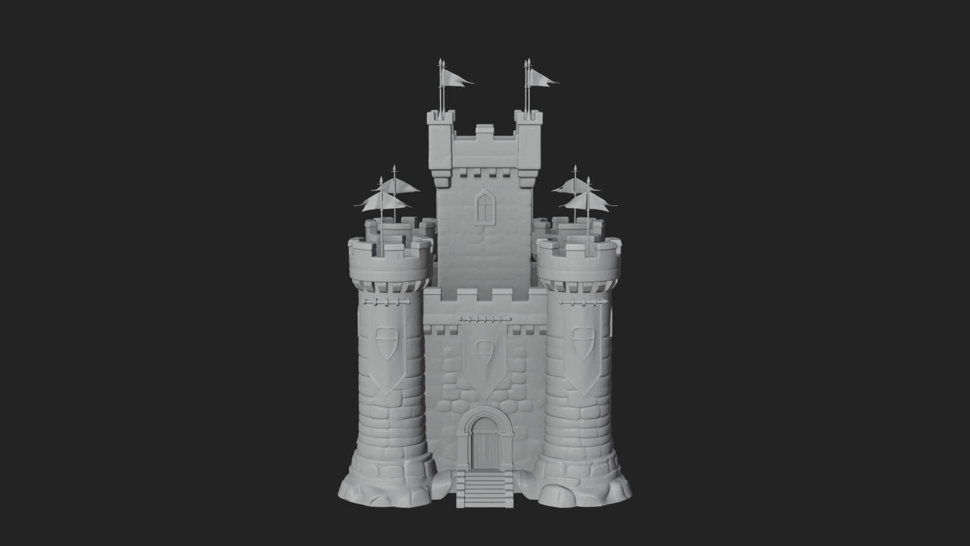 Flag-Topped Toy Castle Design 1 3D Print Model 3D Model