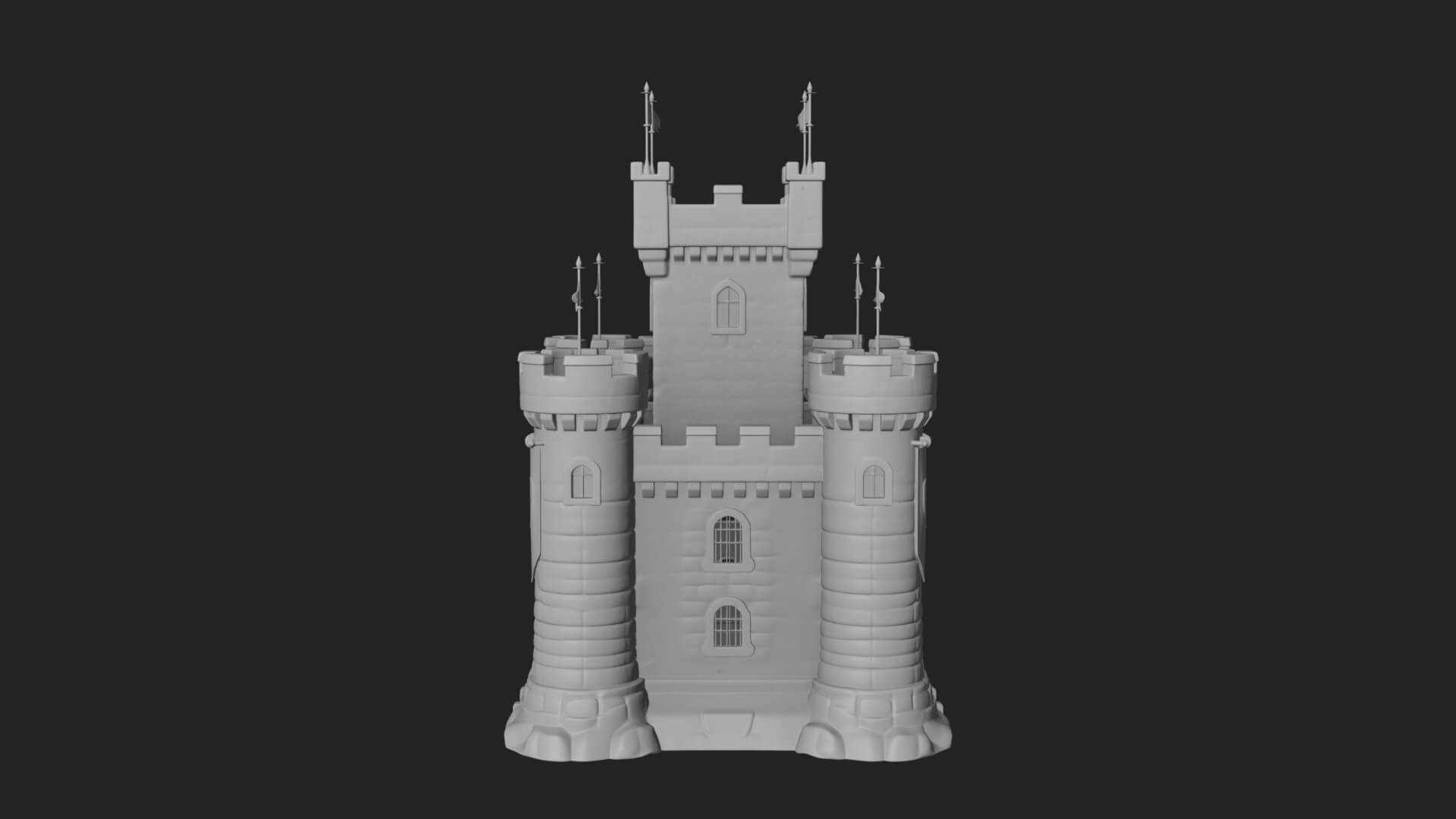 Flag-Topped Toy Castle Design 1 3D Print Model 3D Model