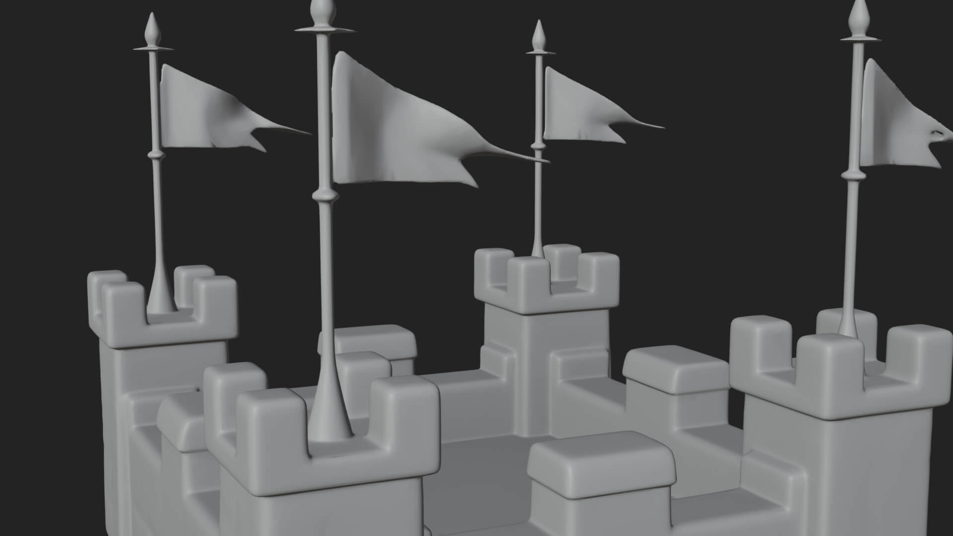 Flag-Topped Toy Castle Design 1 3D Print Model 3D Model