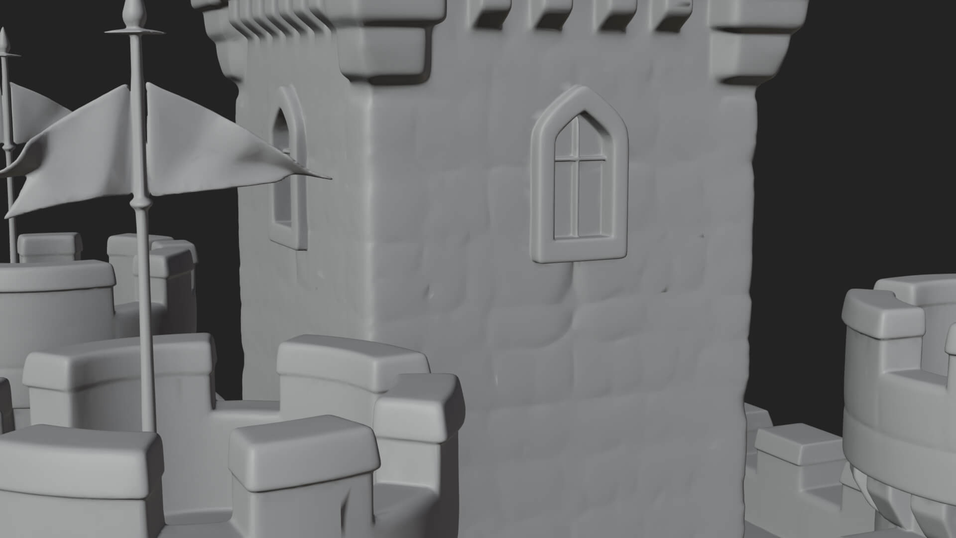 Flag-Topped Toy Castle Design 1 3D Print Model 3D Model