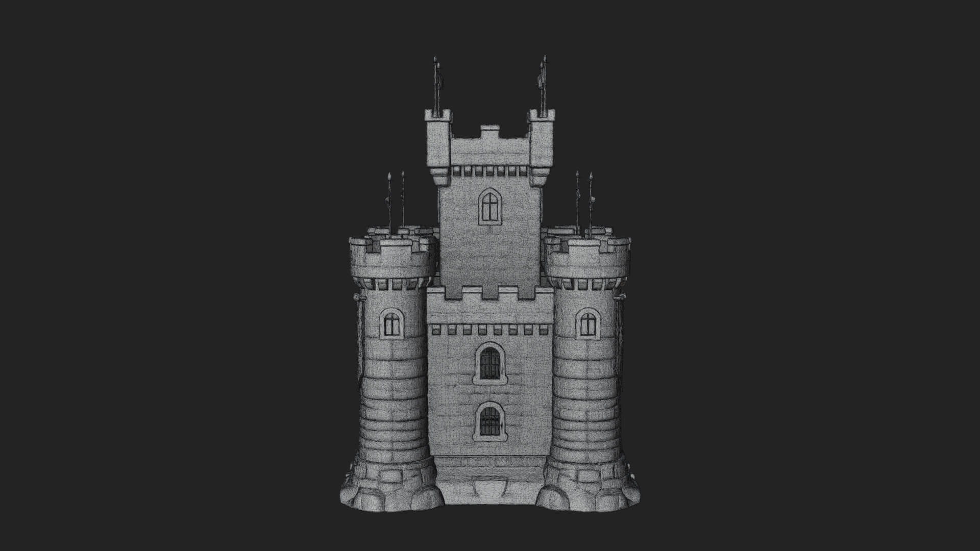Flag-Topped Toy Castle Design 1 3D Print Model 3D Model